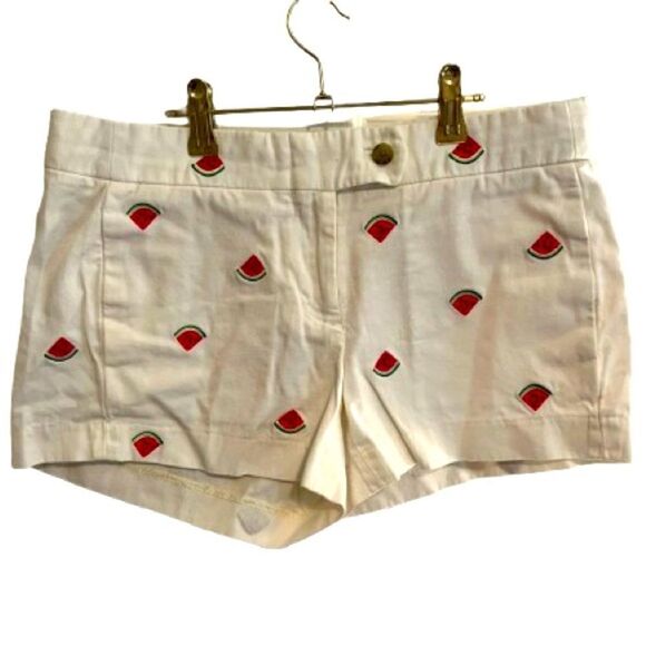 J. Crew White Watermelon Embroidery shorts - Picture 1 of 4